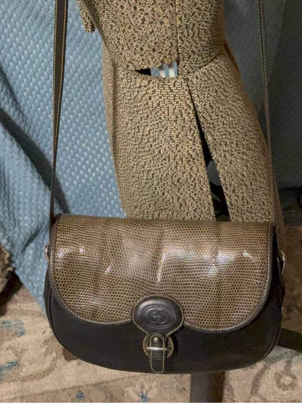 Vintage 1970s Gucci Dark Brown Leather & Snakeskin Shoulder Bag – Kiss Lock Clos